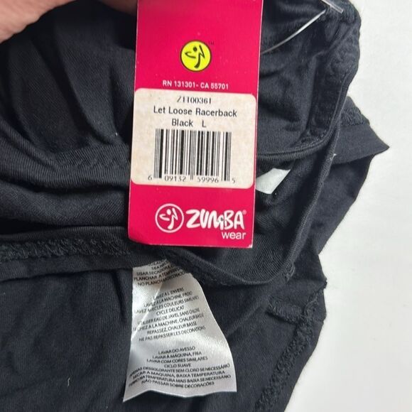 Zumba NWT! Women's Let Loose Racerback Tank Top Black & Yellow Size Small - Picture 8 of 8